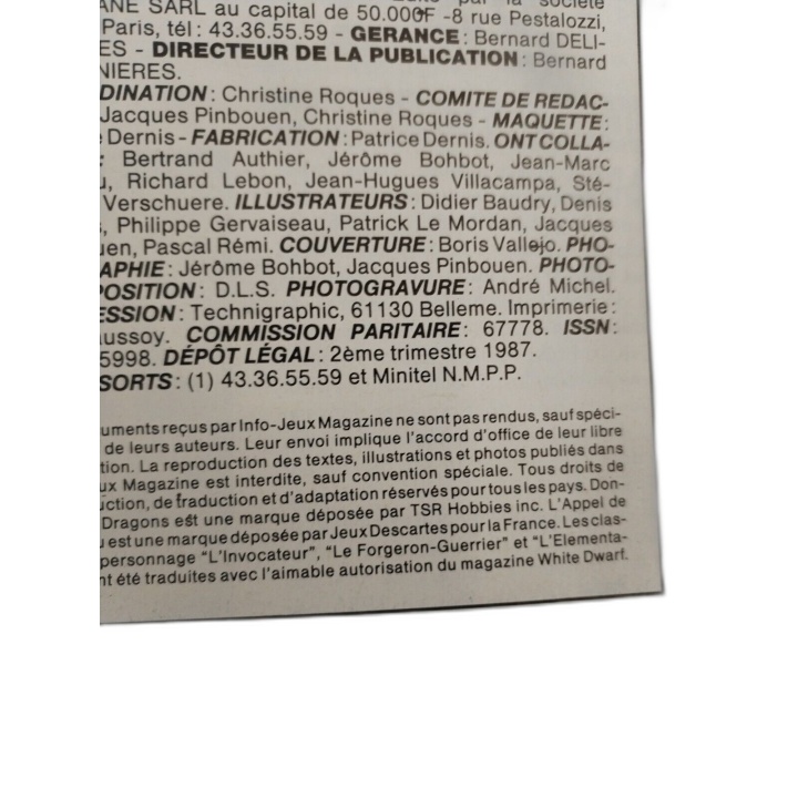 Info-Jeux Magazine N°7 - Jeu de Rôle - Donjons Dragons L'Appel de Cthu