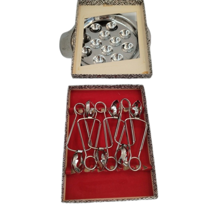 Service à Escargots Inox 6 Assiettes + Pinces - Lot Complet Occasion