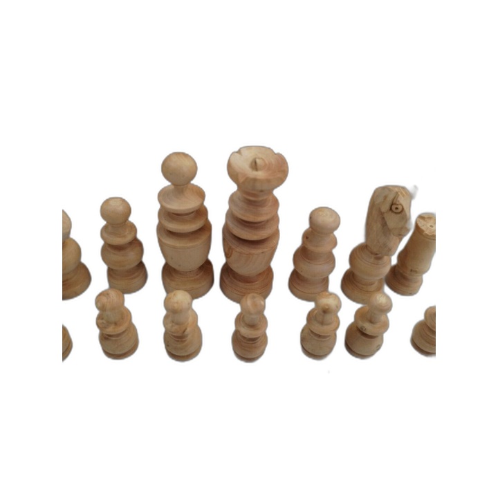 Jeu d'Échecs Bois Sculpté Artisanal - Pièces Tournées Noires & Naturel