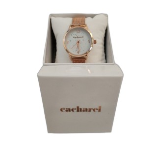 Montre Femme Cacharel Or Rose - Bracelet Maille Milanaise - Cadran Bla
