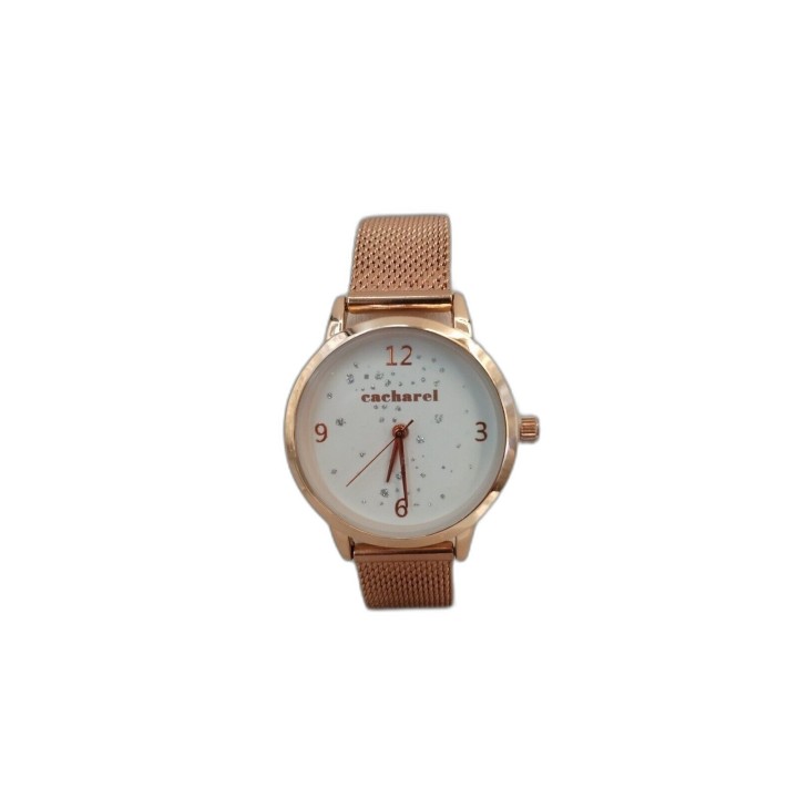 Montre Femme Cacharel Or Rose - Bracelet Maille Milanaise - Cadran Bla