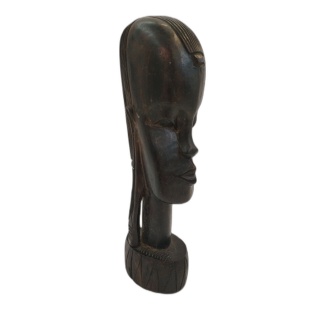 Buste Africain Sculpté Bois Sombre - Art Tribal Ethnique - Hauteur 23 