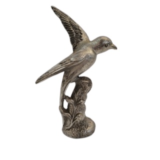 Statuette Oiseau Hirondelle Métal Argenté - Figurine Déco Vintage - En