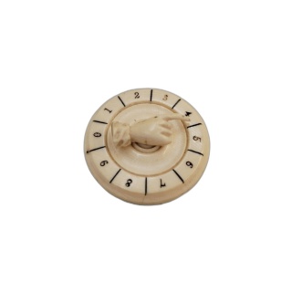 Teetotum Ancien en Os Sculpté - Toupie Compteur Rotatif Jeu Antique 0-