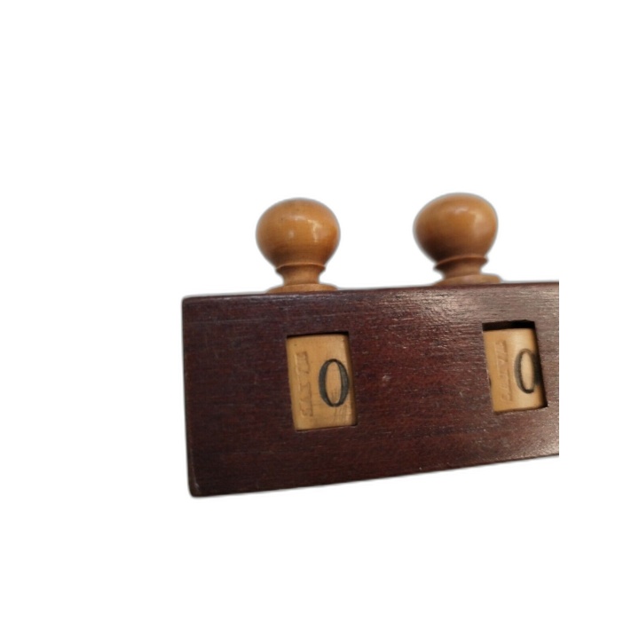 Compteur de Score Mécanique en Bois Ancien - 3 Cadrans - Jeu de Sociét
