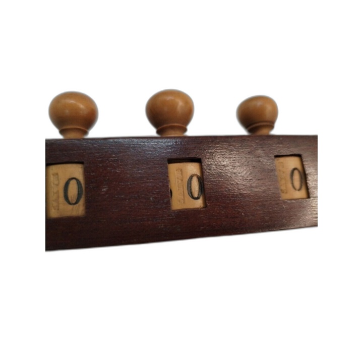 Compteur de Score Mécanique en Bois Ancien - 3 Cadrans - Jeu de Sociét