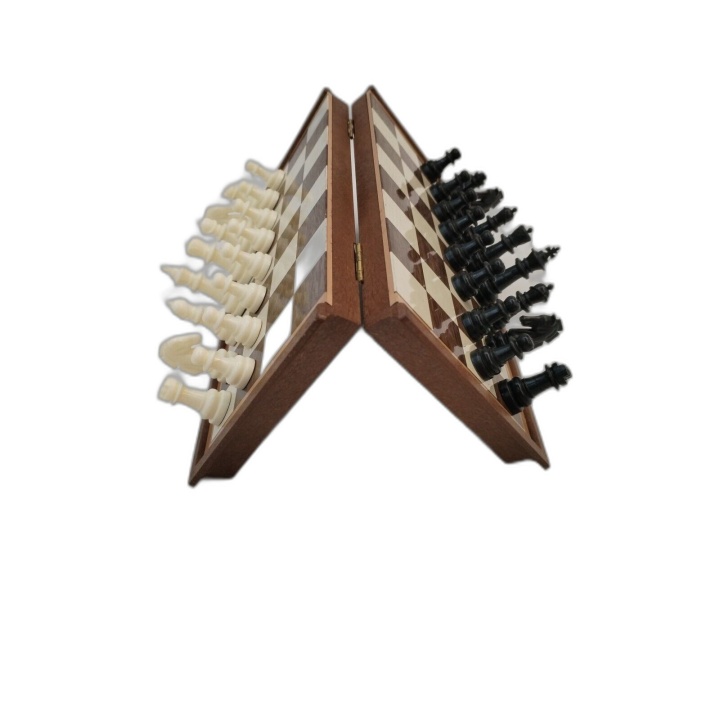 Échecs Magnétiques Pliable Bois - Plateau 25,5cm - Pièces Aimantées -