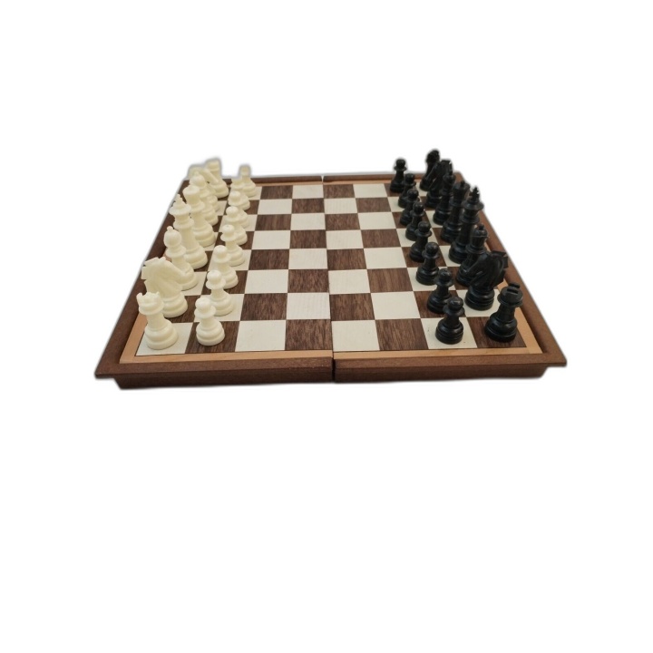 Échecs Magnétiques Pliable Bois - Plateau 25,5cm - Pièces Aimantées -