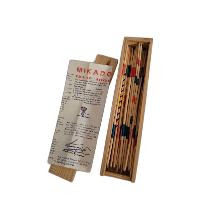 Mikado Spiel - Jeu de bâtonnets en bois - Jeu d'adresse classique - Dè