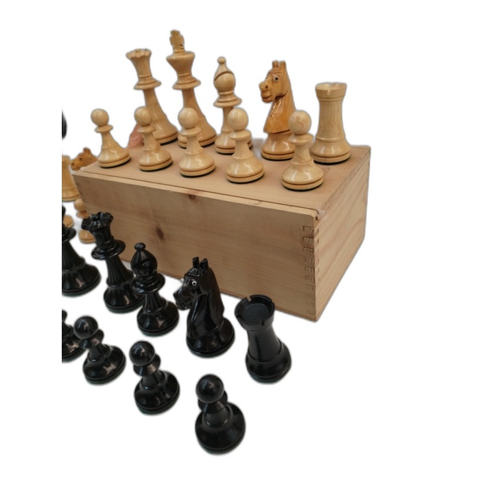 Jeu d'Échecs Staunton Ancien - Pièces Bois Tournées Lestées - Roi 9cm