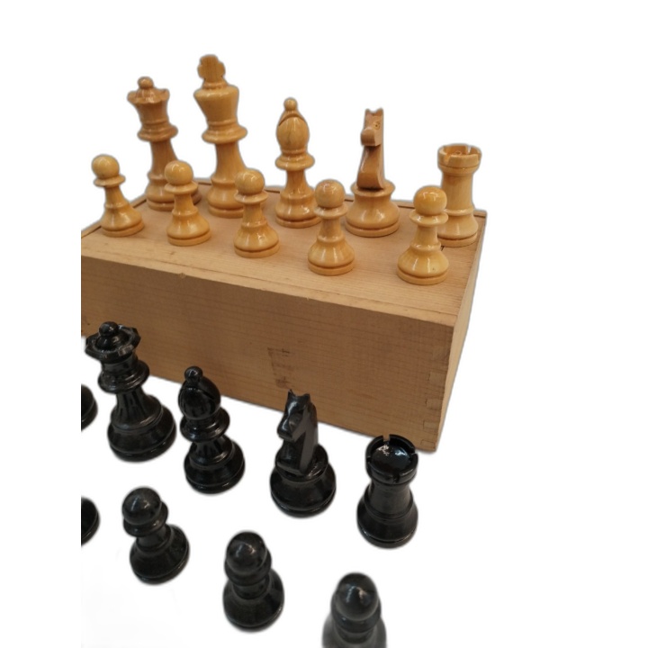 Jeu d'Échecs Staunton Bois - Pièces Noires & Naturelles - Roi 6 cm - B