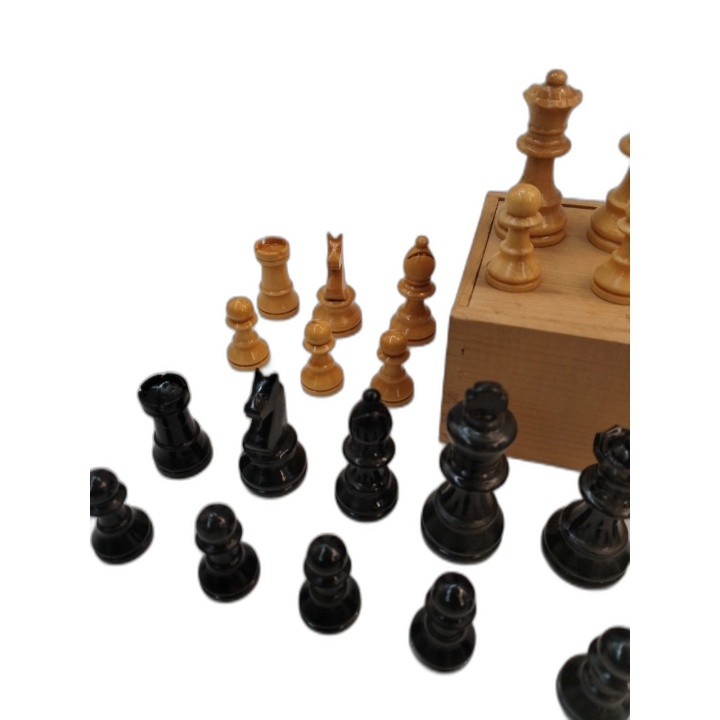 Jeu d'Échecs Staunton Bois - Pièces Noires & Naturelles - Roi 6 cm - B