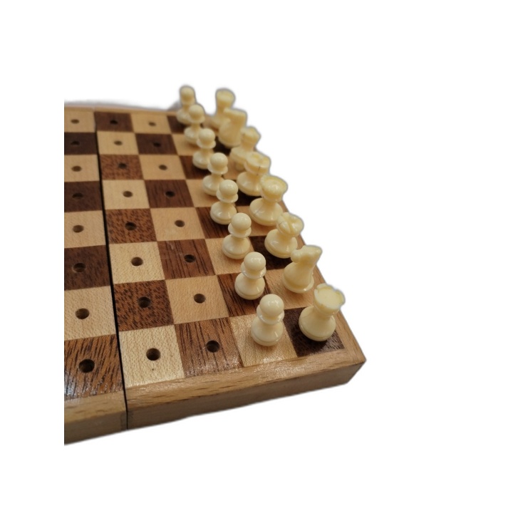Jeu d'Échecs Pliant Voyage Bois Vauen Schach - Pièces à Picots - Occas