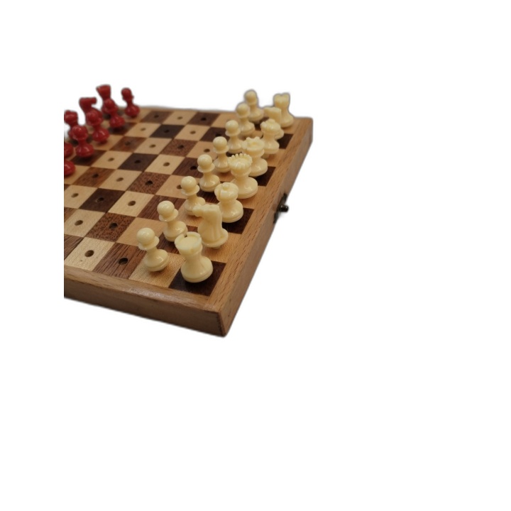 Jeu d'Échecs Pliant Voyage Bois Vauen Schach - Pièces à Picots - Occas