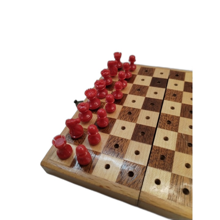 Jeu d'Échecs Pliant Voyage Bois Vauen Schach - Pièces à Picots - Occas