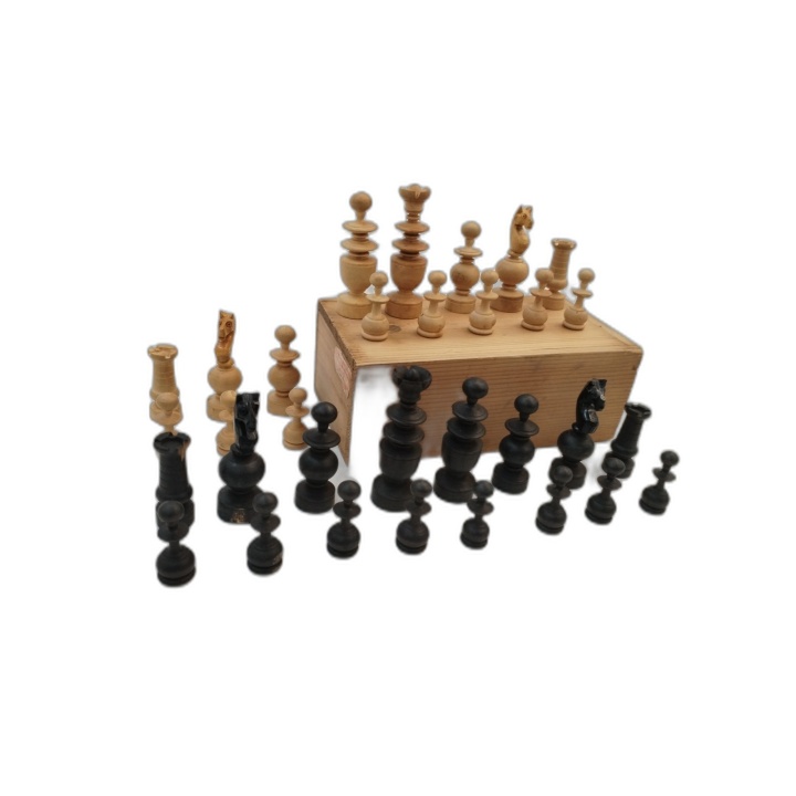 Jeu d'Échecs Ancien Style Régence - Pièces Bois Tournées Naturel & Noi