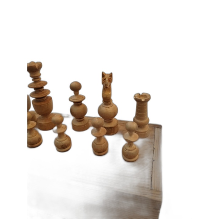 Jeu d'Échecs Ancien Style Régence - Pièces Bois Tournées Naturel & Noi