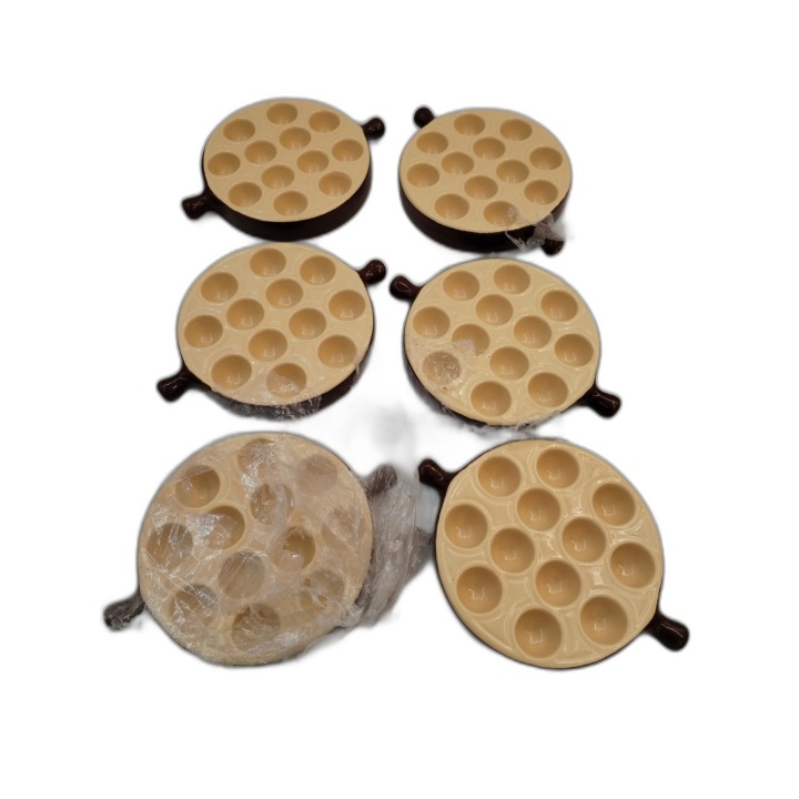 Lot 6 Plats à Escargots Céramique Bicolore 12 Alvéoles - Ø18cm - Modèl