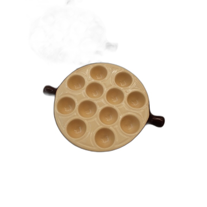 Lot 6 Plats à Escargots Céramique Bicolore 12 Alvéoles - Ø18cm - Modèl
