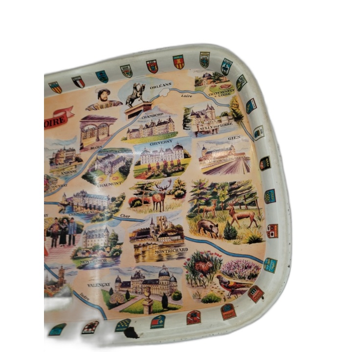 Plateau Métal Vintage Châteaux de la Loire - Carte Touristique - Art d