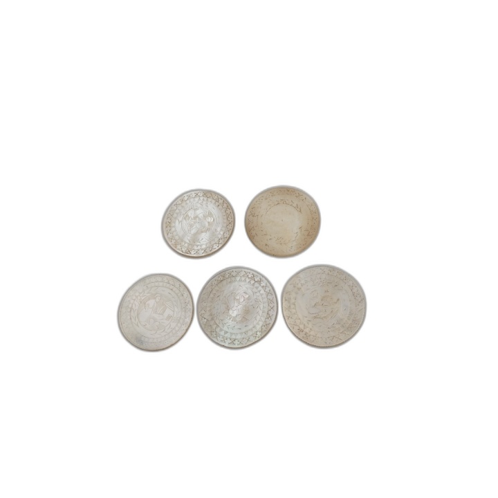 Lot 5 Jetons Anciens Nacre Gravée Ciselée - Mises Poker Casino Jeu - M