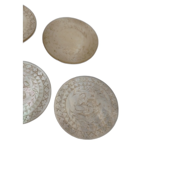 Lot 5 Jetons Anciens Nacre Gravée Ciselée - Mises Poker Casino Jeu - M
