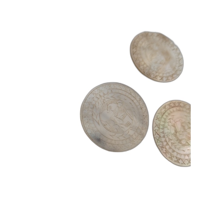 Lot 5 Jetons Anciens Nacre Gravée Ciselée - Mises Poker Casino Jeu - M