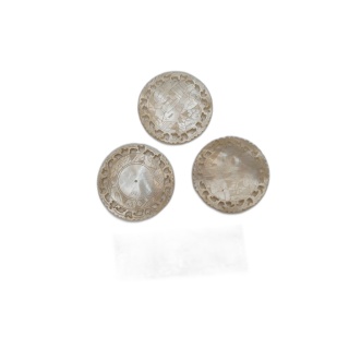 Lot 4 Jetons Nacre Sculptée Chinois - 3 Ronds Ø2,7cm + 1 Plaquette 4,4