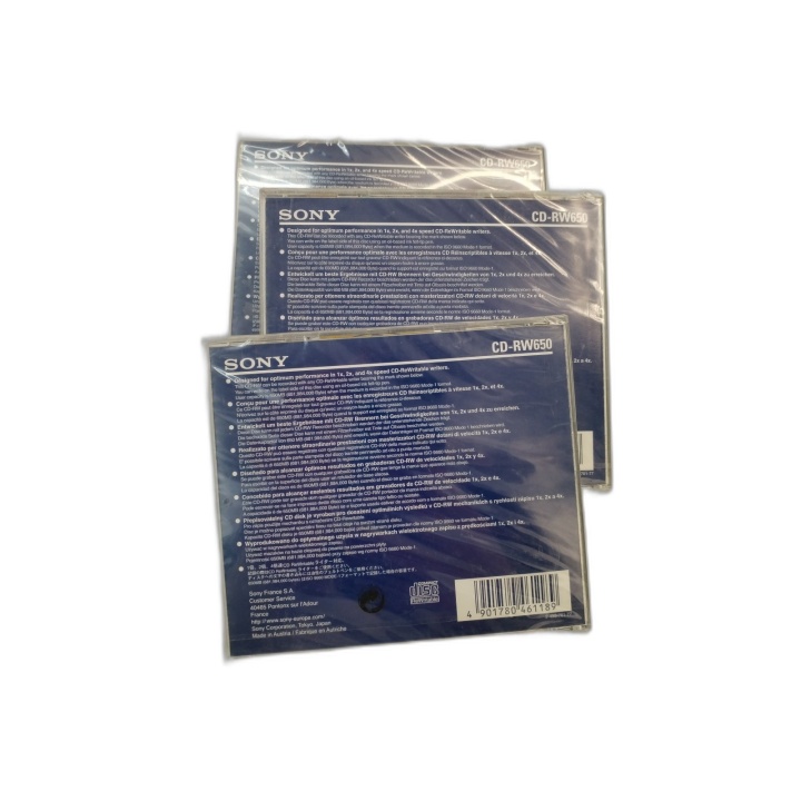 Lot 3 CD-RW Sony 650MB Multi Speed 1x 2x 4x - Neufs Sous Blister - CD-