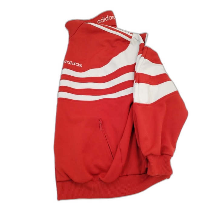 Veste Survêtement Adidas Vintage Années 90 Rouge Blanc 3 Bandes - Très