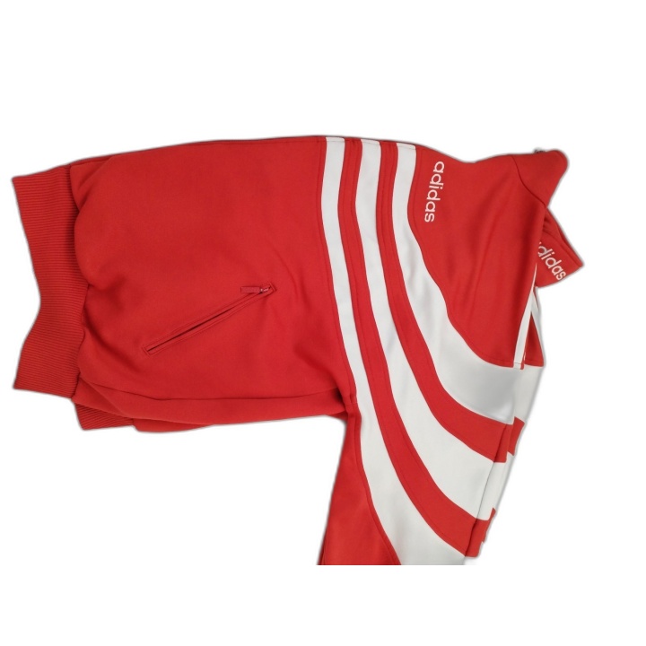 Veste Survêtement Adidas Vintage Années 90 Rouge Blanc 3 Bandes - Très