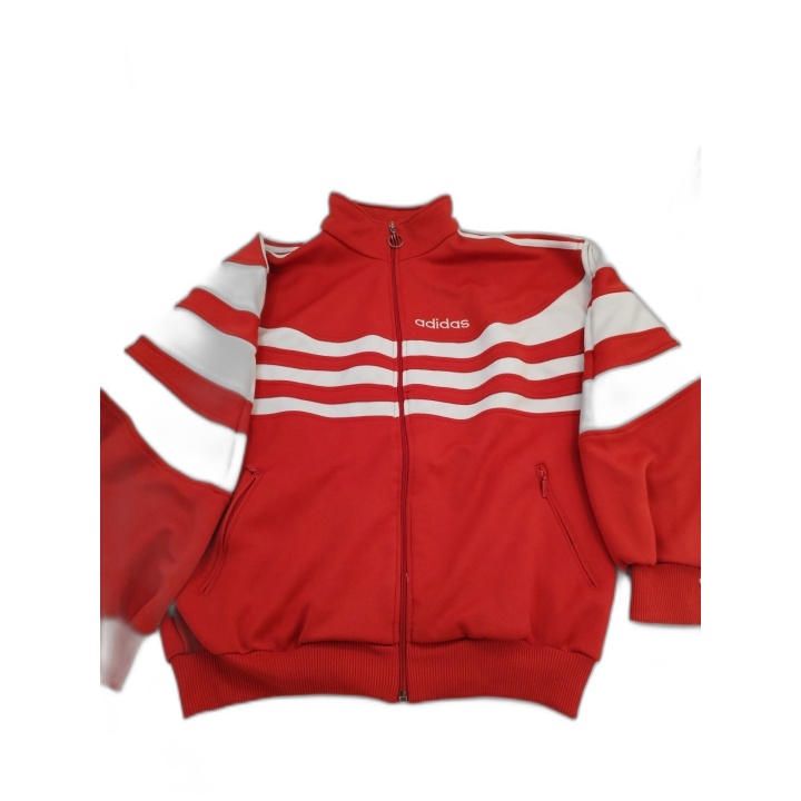 Veste Survêtement Adidas Vintage Années 90 Rouge Blanc 3 Bandes - Très