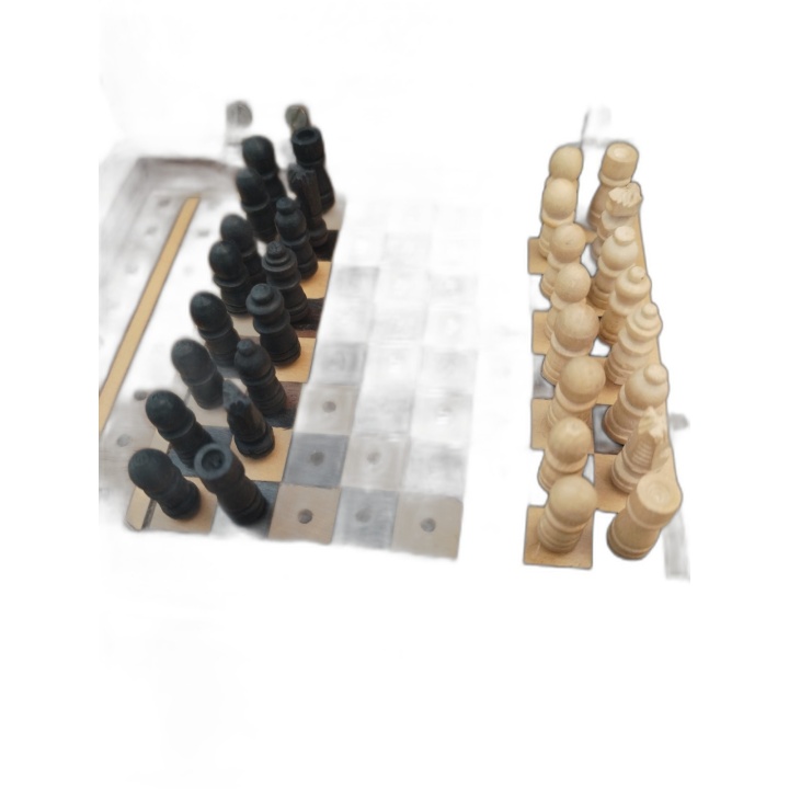 Échecs de Voyage Miniature Vintage en Bois - Coffret Artisanal Pions C