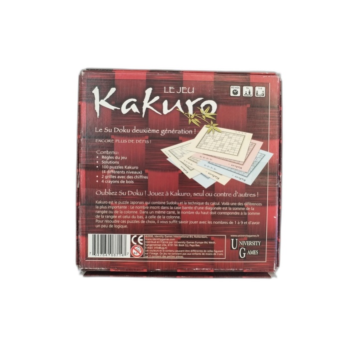 Kakuro Le Jeu - University Games - Puzzle Logique Sudoku 2e Génération