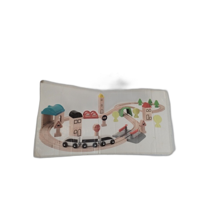 Circuit Train en Bois Enfant - Rails Bâtiments Signalisation Locomotiv