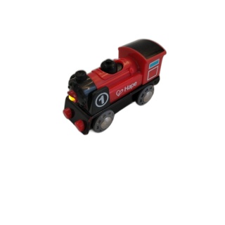 Hape Locomotive Vapeur Lumineuse à Piles - Train Bois Circuit Rail Enf