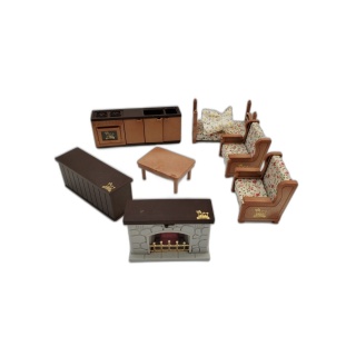 Sylvanian Families - Lot Mobilier Maison Cheminée Salon Cuisine Canapé