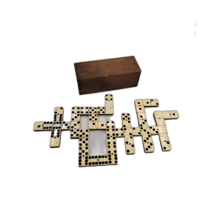 Dominos Anciens Ivoire & Bois - Jeu Classique Vintage - Boîte Bois - O