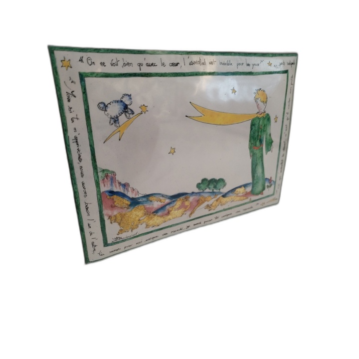 Le Petit Prince Peinture Signée Boignal Plaque Émaillée Encadrée — Œuv