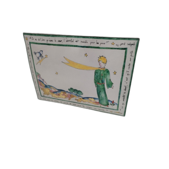 Le Petit Prince Peinture Signée Boignal Plaque Émaillée Encadrée — Œuv