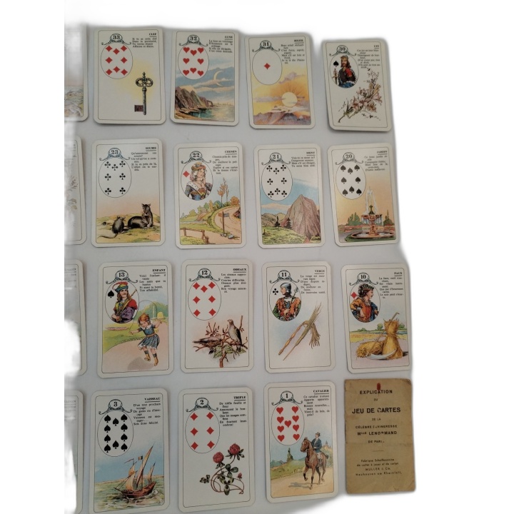 Jeu de Cartes Cartomancie Mlle Lenormand Vintage - 36 Cartes Complet +