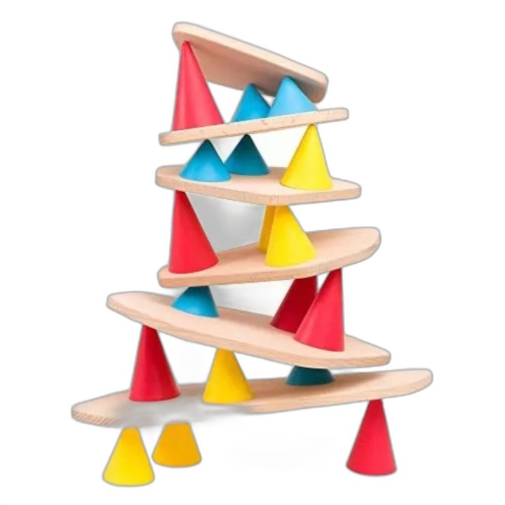 Jeu d'Équilibre Bois Cônes Colorés - Jeu Adresse Enfants 3 ans+ - Occa
