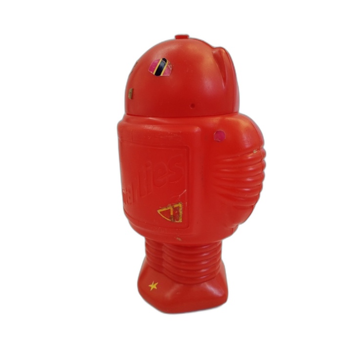 Robot Jouet Vintage Rouge Plastique Années 80 - Figurine Rétro Science
