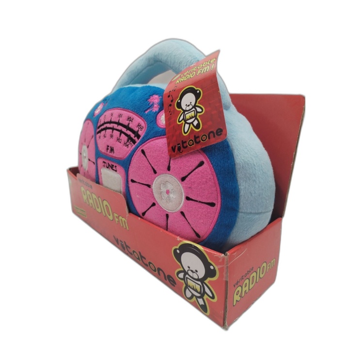 Vitatone MGM Radio FM Peluche Enfant Bleue Rose - Véritable Radio - Ne