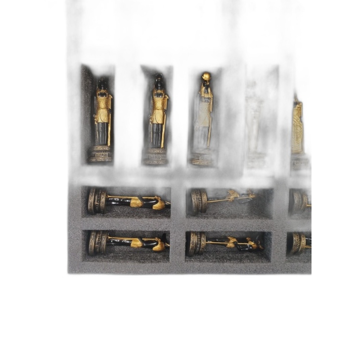 The Chessmen - Jeu d'Échecs de Luxe Figurines Égyptiennes Dorées - Gra