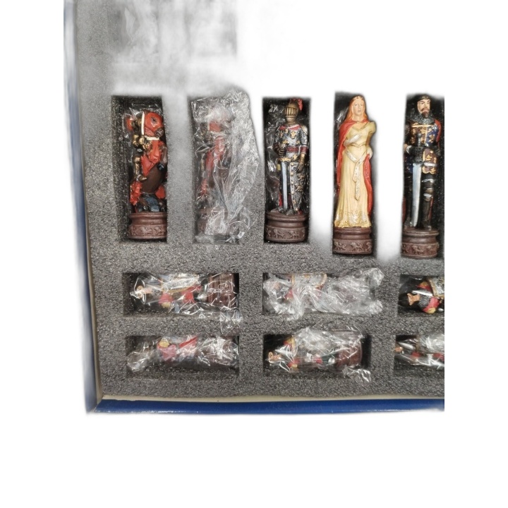 Jeu d'Échecs Médiéval Figurines Peintes Résine - 32 Pièces Collector T