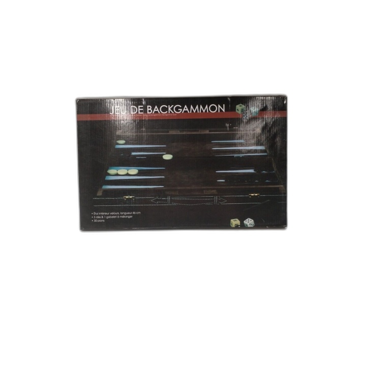 Jeu de Backgammon Luxe - Coffret Valise Velours 46cm - 30 Pions 3 Dés