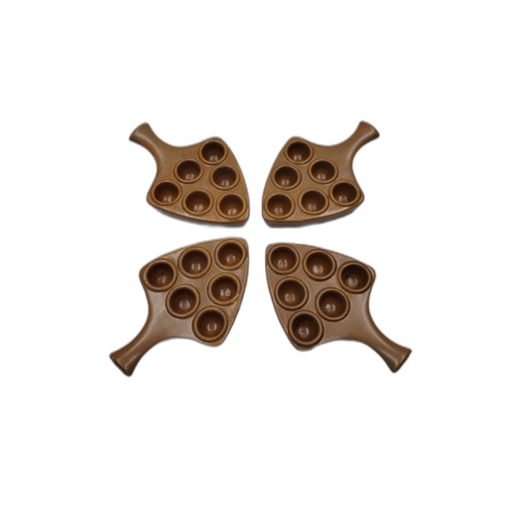 Lot 4 Plats à Escargots Céramique Grès Marron - 6 Alvéoles - Style Rus