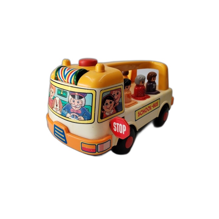 Playwell School Bus Vintage - Bus Scolaire Jouet Enfant avec Figurines