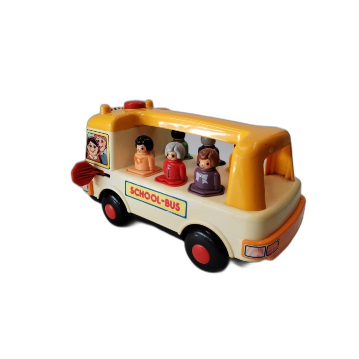 Playwell School Bus Vintage - Bus Scolaire Jouet Enfant avec Figurines
